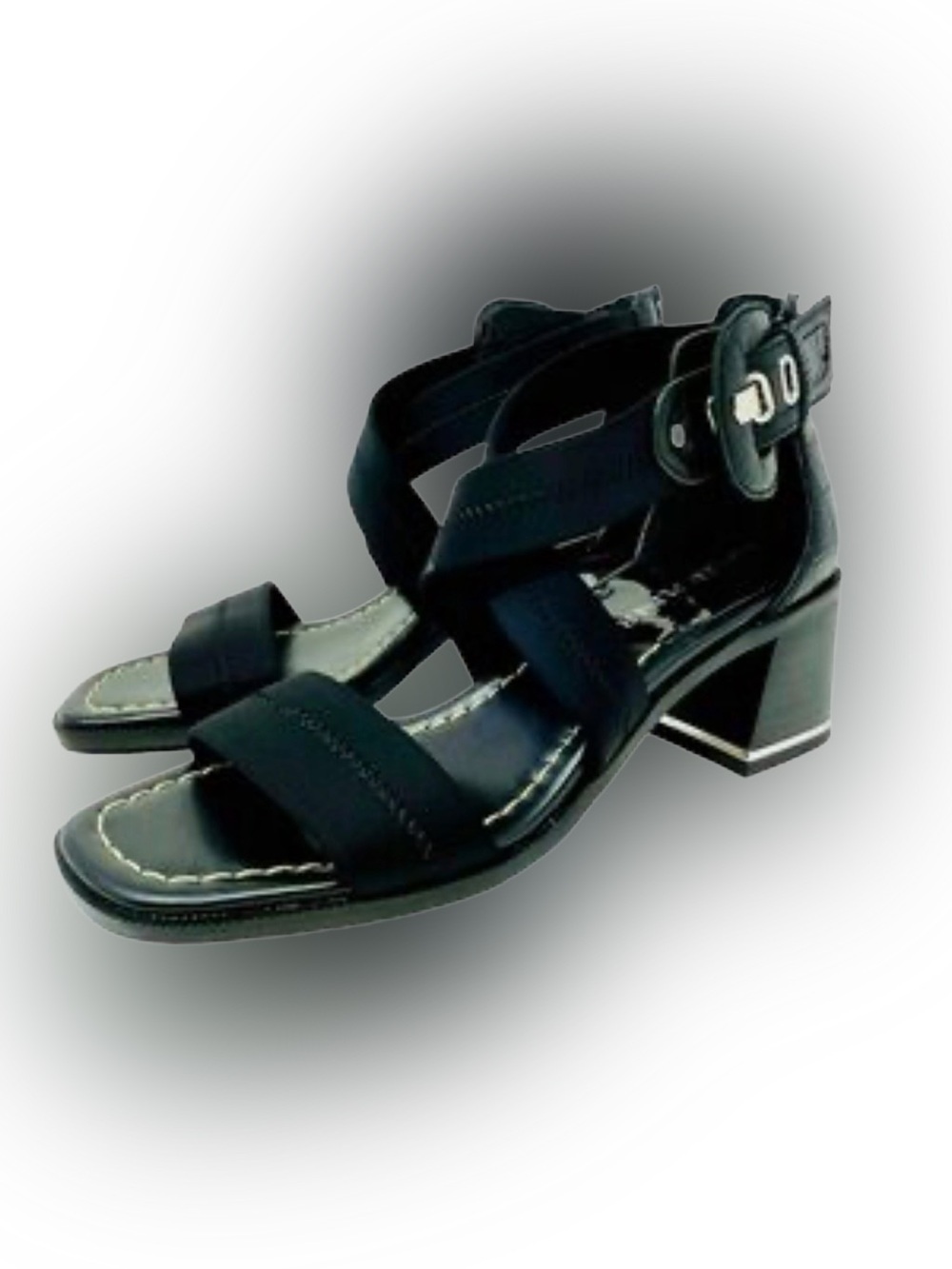 Donald Pliner Helen Strappy Sandals Black Ankle Straps Zip Back Sz 9M NEW